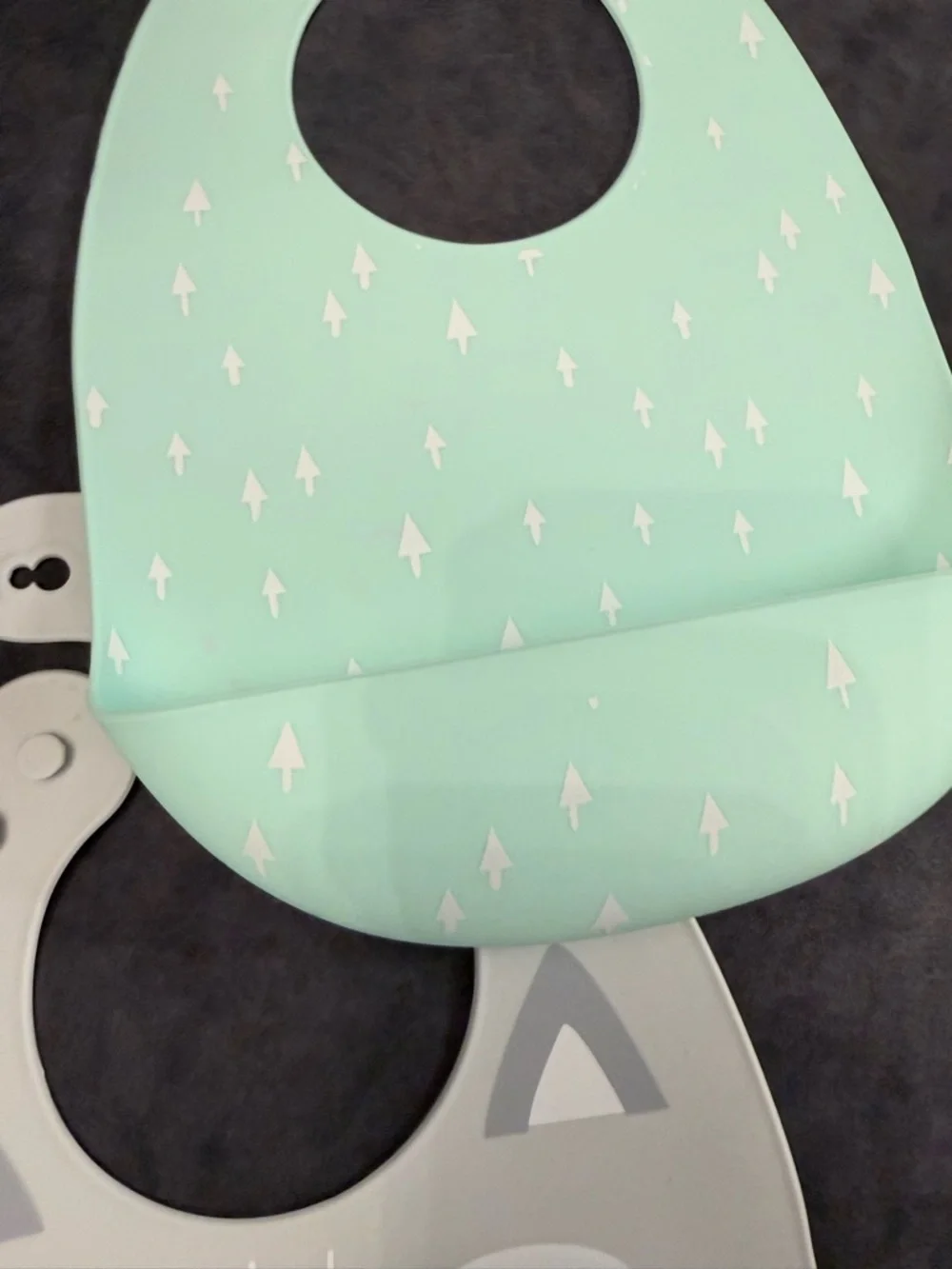 Cute Fox Silicone Bib Set in Mint and Light Gray - Baby Mealtime Bibs